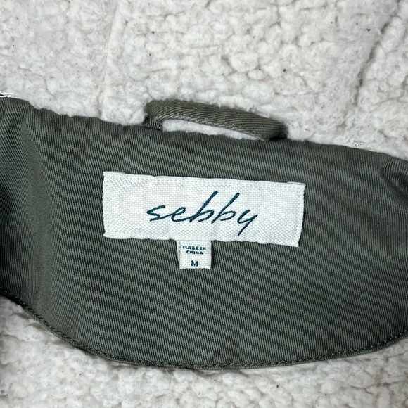 Sebby Sherpa Lined Hooded Utility Jacket Winter Coat Parka Olive Women's Medium - Picture 10 of 13